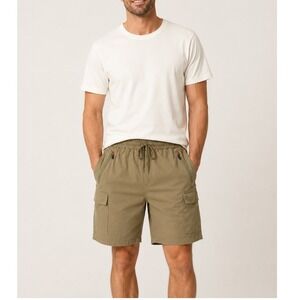 Maskert Cargo Shorts Men XL Tan Elastic Waist Hiking Outdoor Gorpcore Utility 7"